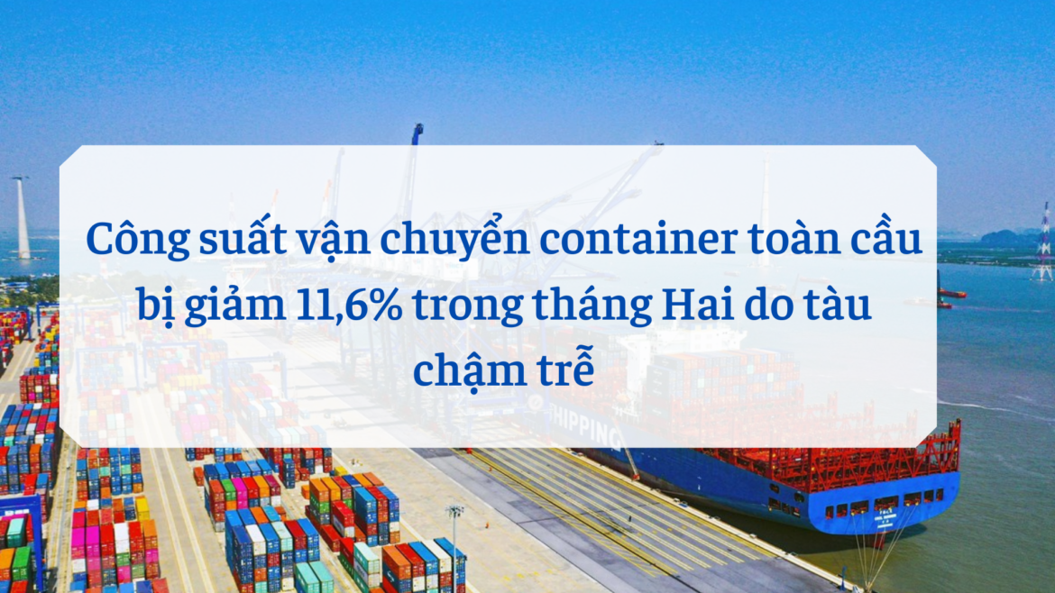 Công suất vận chuyển container toàn cầu bị giảm 11,6% trong tháng Hai do tàu chậm trễ